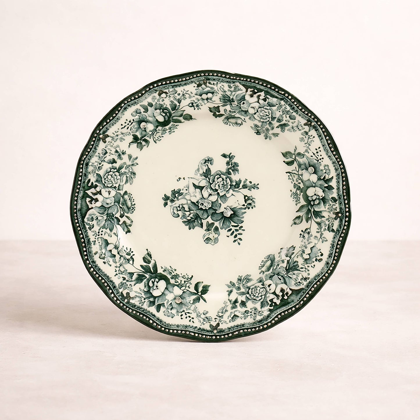 Assiette à dessert 20,5cm en porcelaine verte FAUSTINE