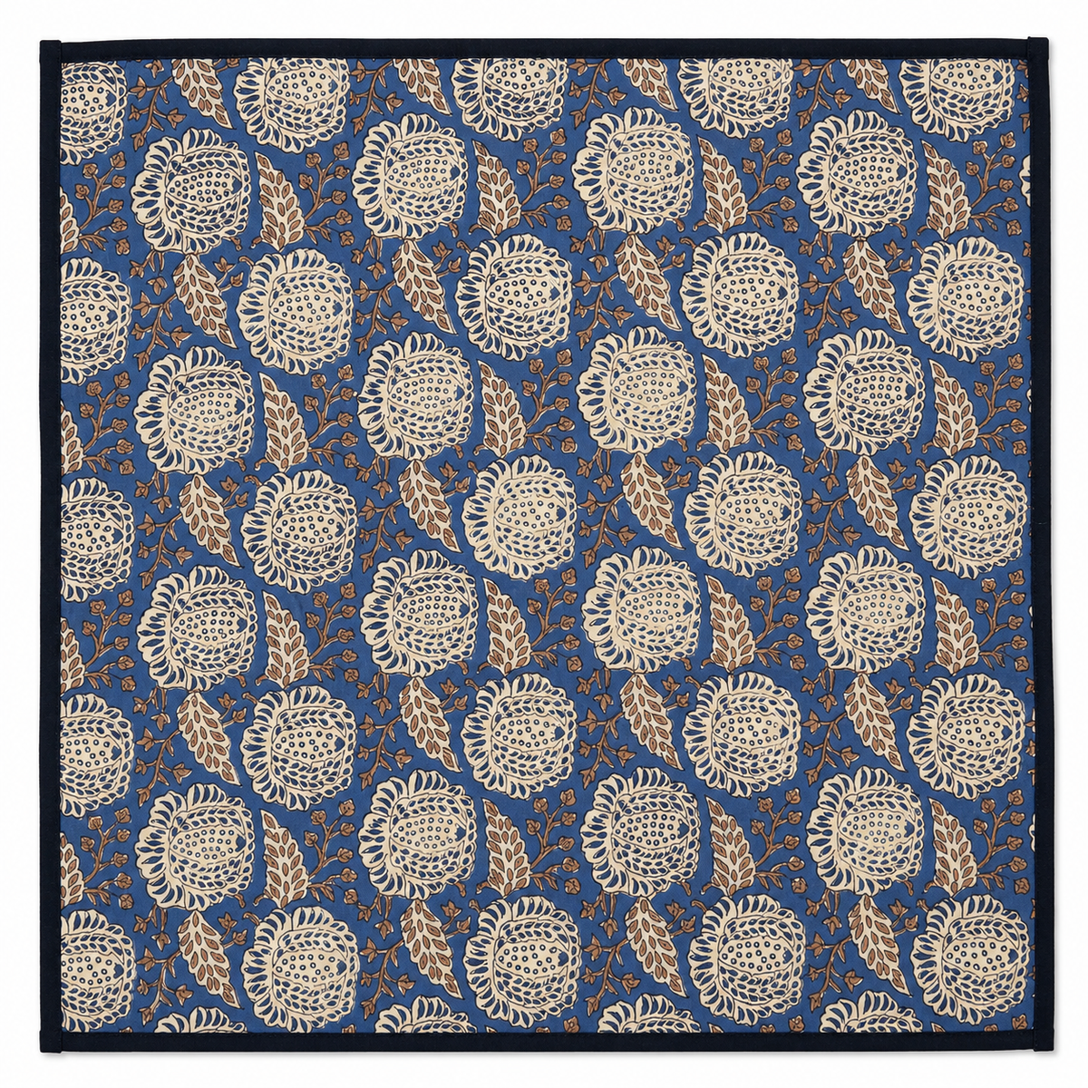 Lot de 4 Serviettes de tables en coton Block Print: Myosotis GM