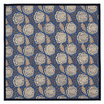 Lot de 4 Serviettes de tables en coton Block Print: Myosotis GM