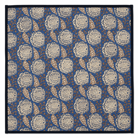 Lot de 4 Serviettes de tables en coton Block Print: Myosotis GM