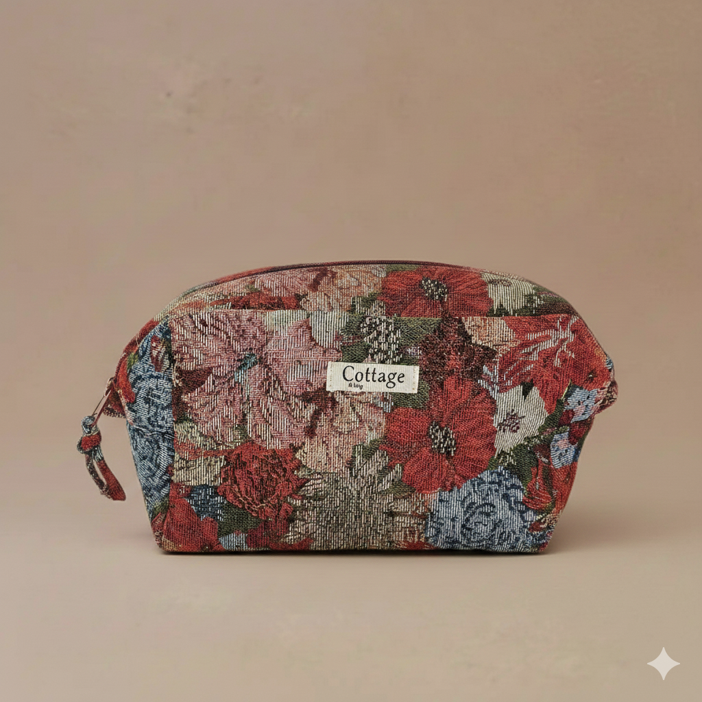 Trousse de toilette tissu jacquard XL: Rouge