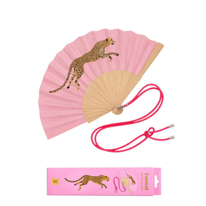 Eventail avec bandoulière - Léopard Rose