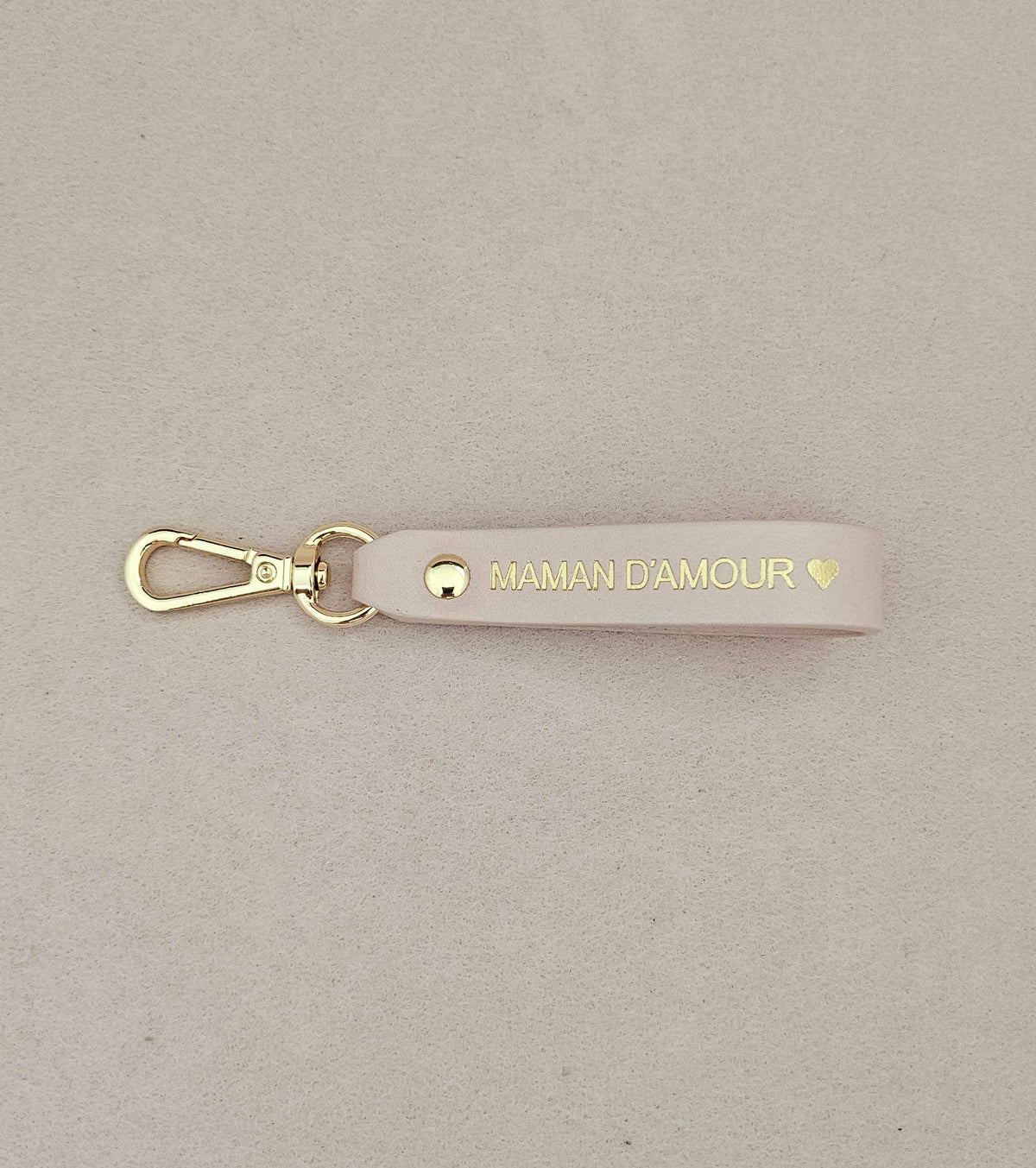 Porte-clé cuir texte : Doré