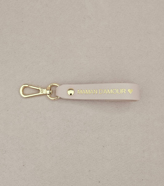 Porte-clé cuir papa , maman d'amour: Nude