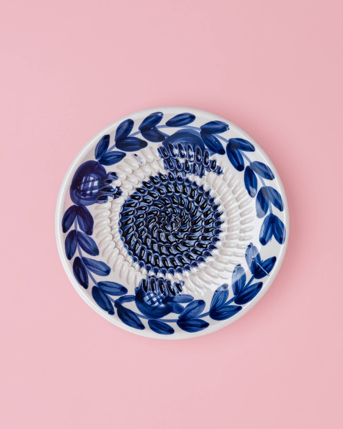 Assiette râpe-ail en céramique - Petite bleue traditionnelle