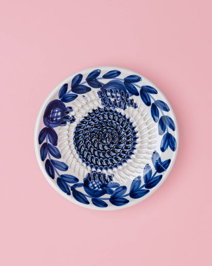 Assiette râpe-ail en céramique - Petite bleue traditionnelle