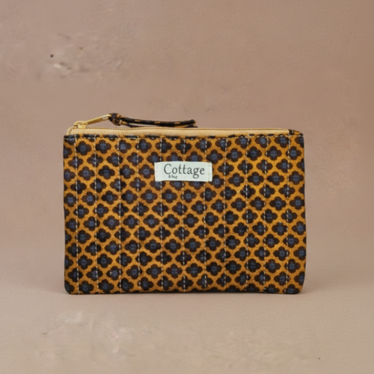 Pochette plate  100 % coton  : Vv moutarde