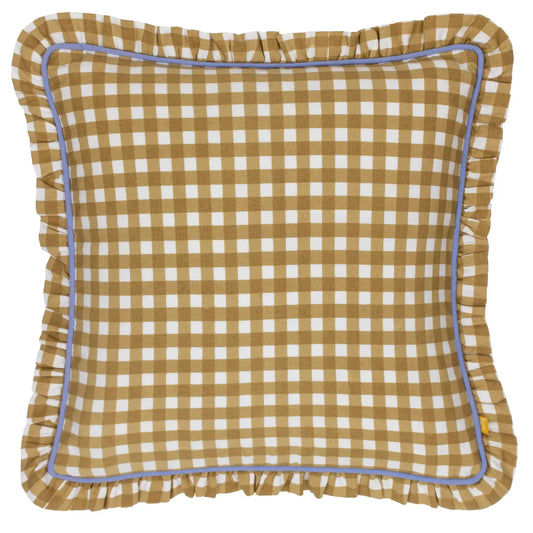 Coussin passepoil réversible Maude Gingham doré