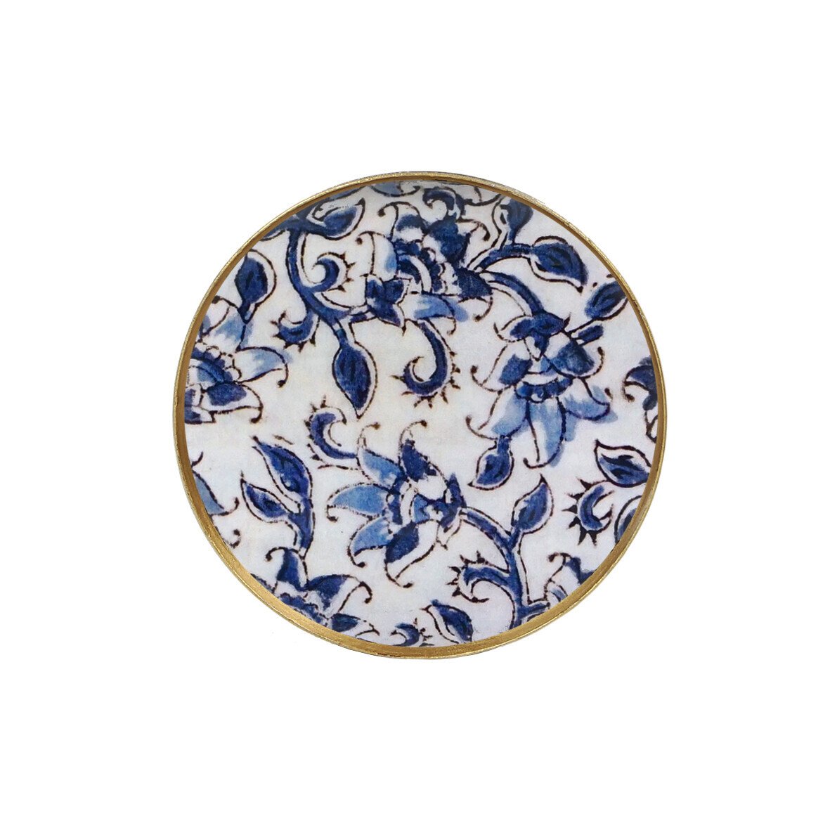Plateau sous-tasse Ispahan métal émaillé, bordure dorée