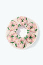 Chouchou élastique crochet fleurs 13cm: Rose / 100% COTON