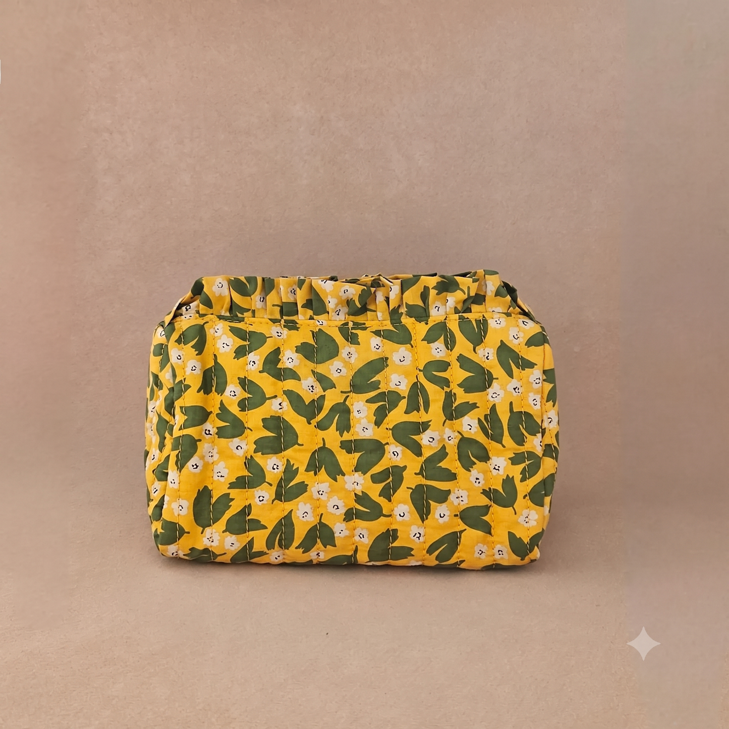 Trousse maquillage froufrou 100 % coton  : Tulipe marron