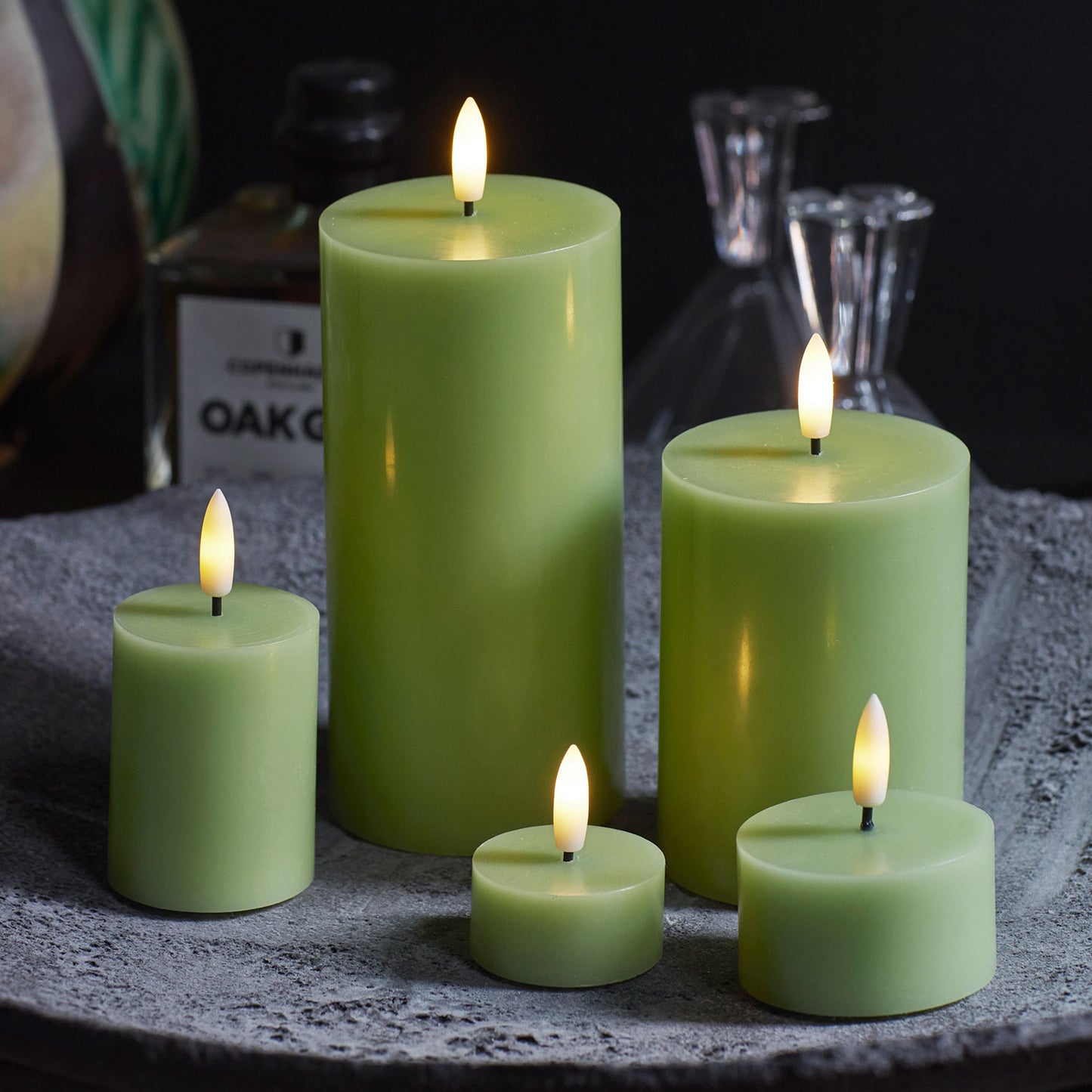 Bougie Led à piles - Sille - Vert