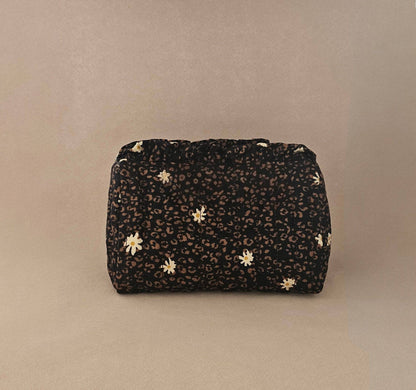 Trousse maquillage froufrou 100 % coton  : Petite blanche jaune SANS LOGO