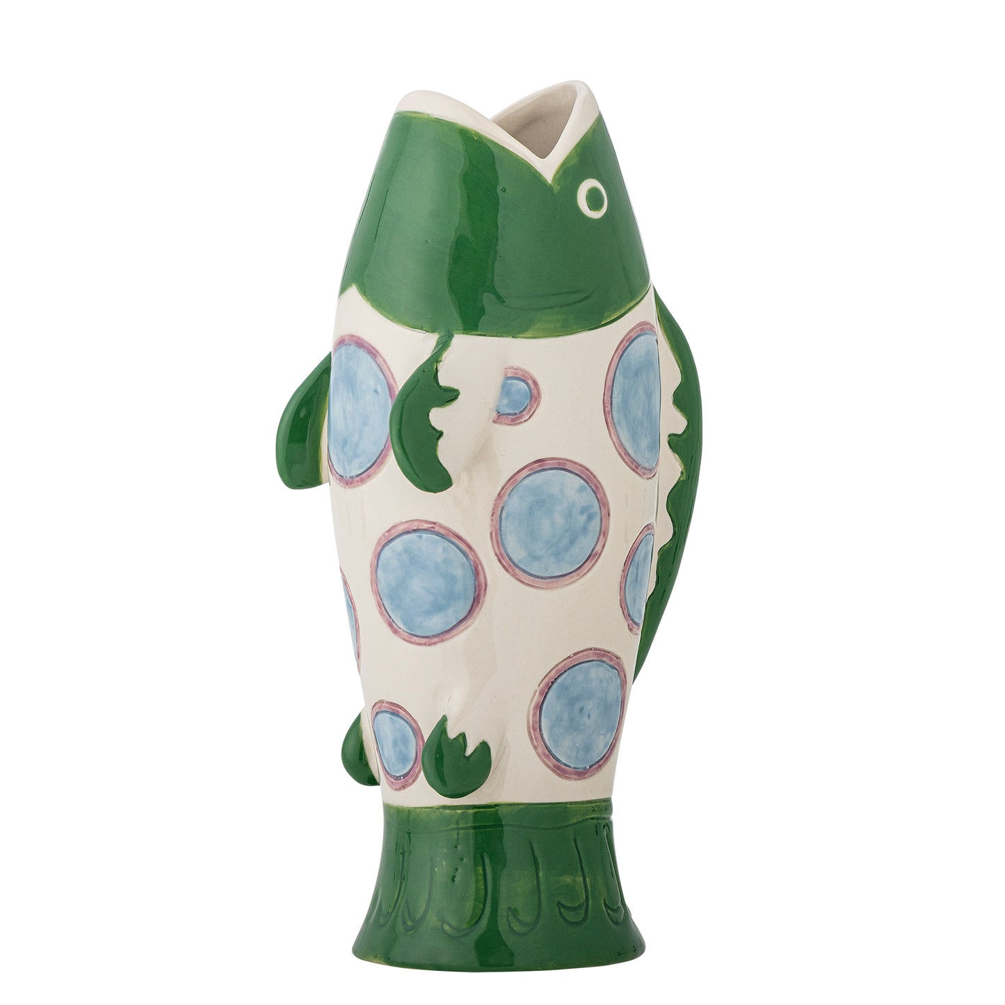 Vase Poisson vert, Multicolore, Grès