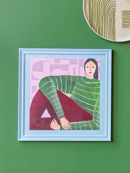 Zoy Illustration avec cadre, Multicolore, Bois de sapin