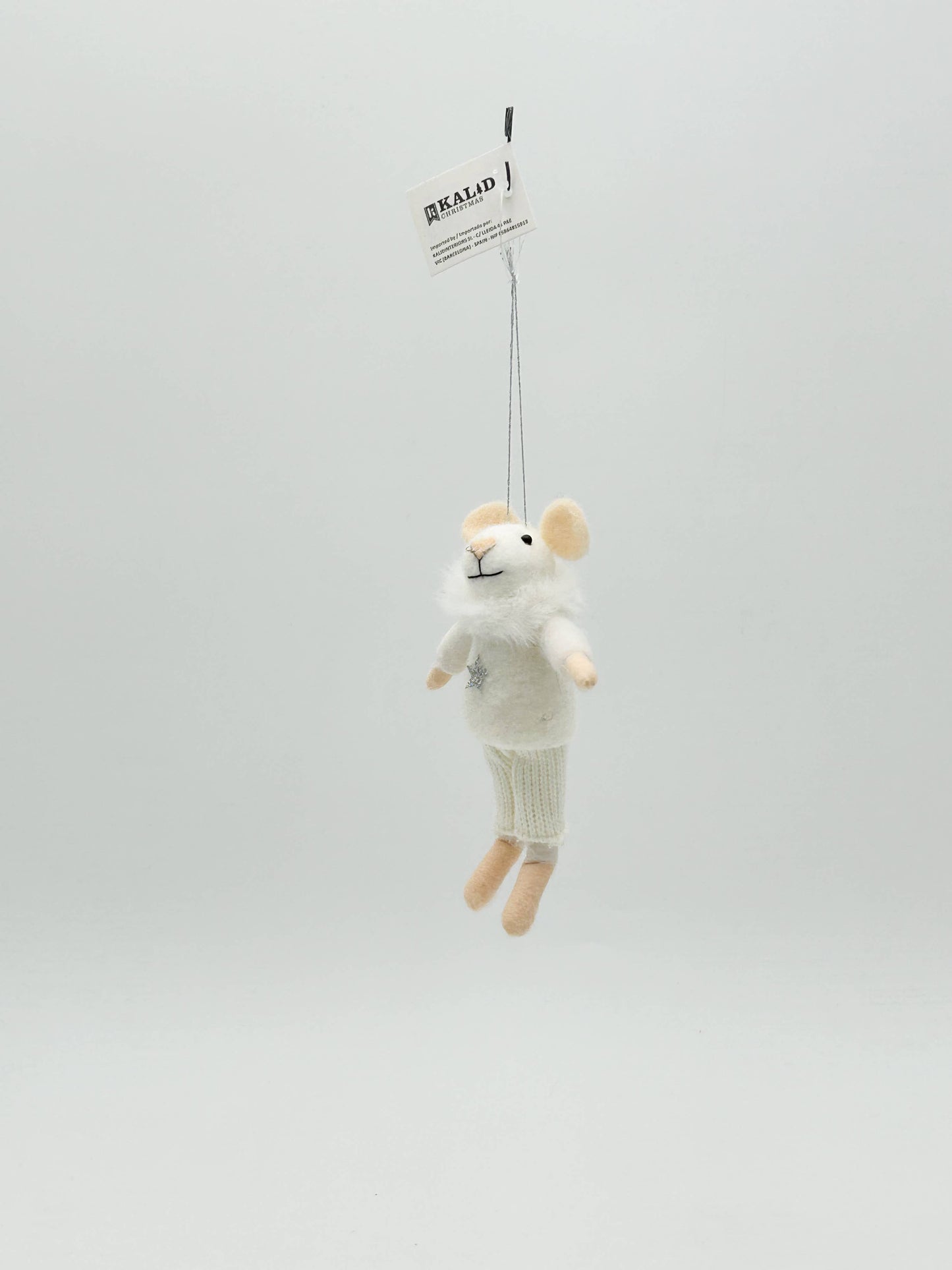 Figurine en Feutre de Noël Monsieur Mousse Ornement Blanc/Gris