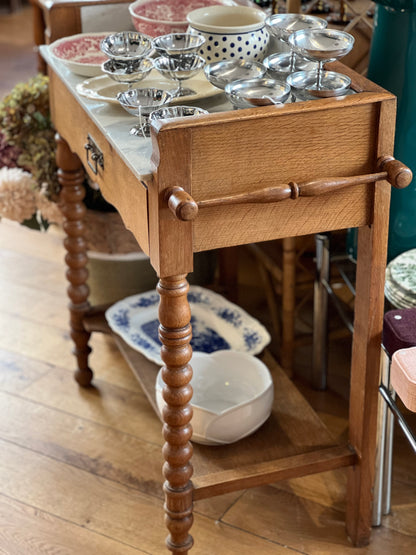Meuble bois et marbre vintage