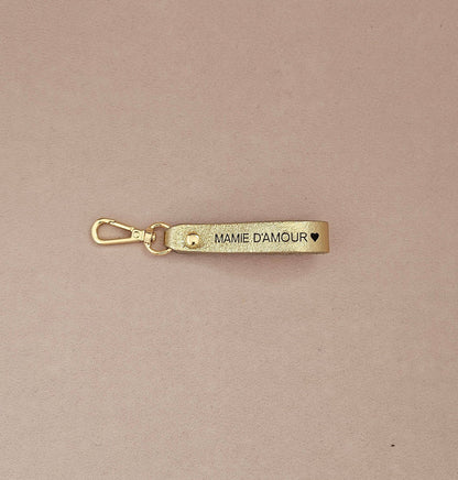 Porte-Clé Cuir - papy mamie d'amour : Champagne