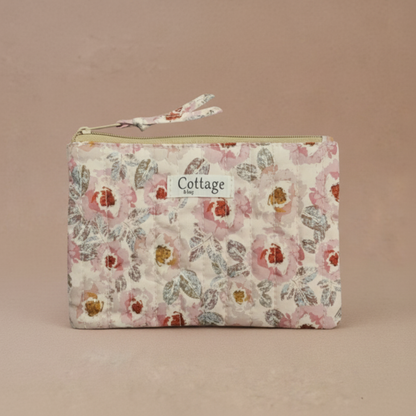 Pochette plate  100 % coton  : Léopard fleuri moutarde