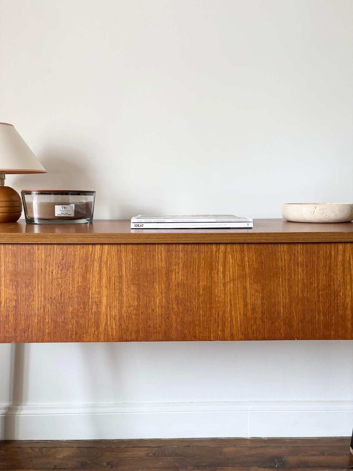 Console vintage en bois et métal