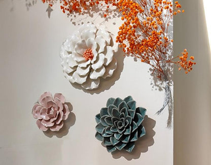 DÉCO MURALE FLEUR CÉRAMIQUE 20.5CM