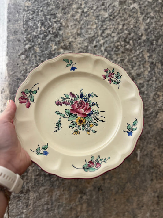 Assiettes vintage plate - Luneville - Pivoine