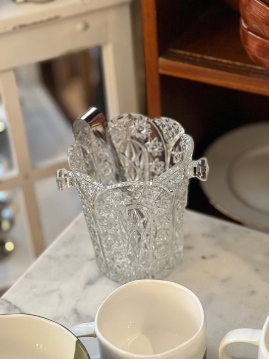 Seau à glaçon en cristal avec pince vintage