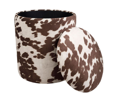 TABOURET COFFRE FELIEN BRUN+ECRU D38XH43CM