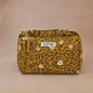 Trousse maquillage froufrou 100 % coton  : Léopard fleuri moutarde