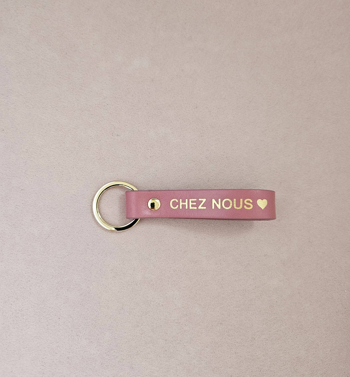 Porte-clé cuir  sweet home / chez nous: Doré / Français