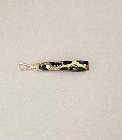 Porte-clé cuir papa , maman d'amour: Noir