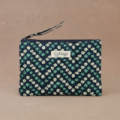 Pochette plate  100 % coton  : Léopard fleuri moutarde