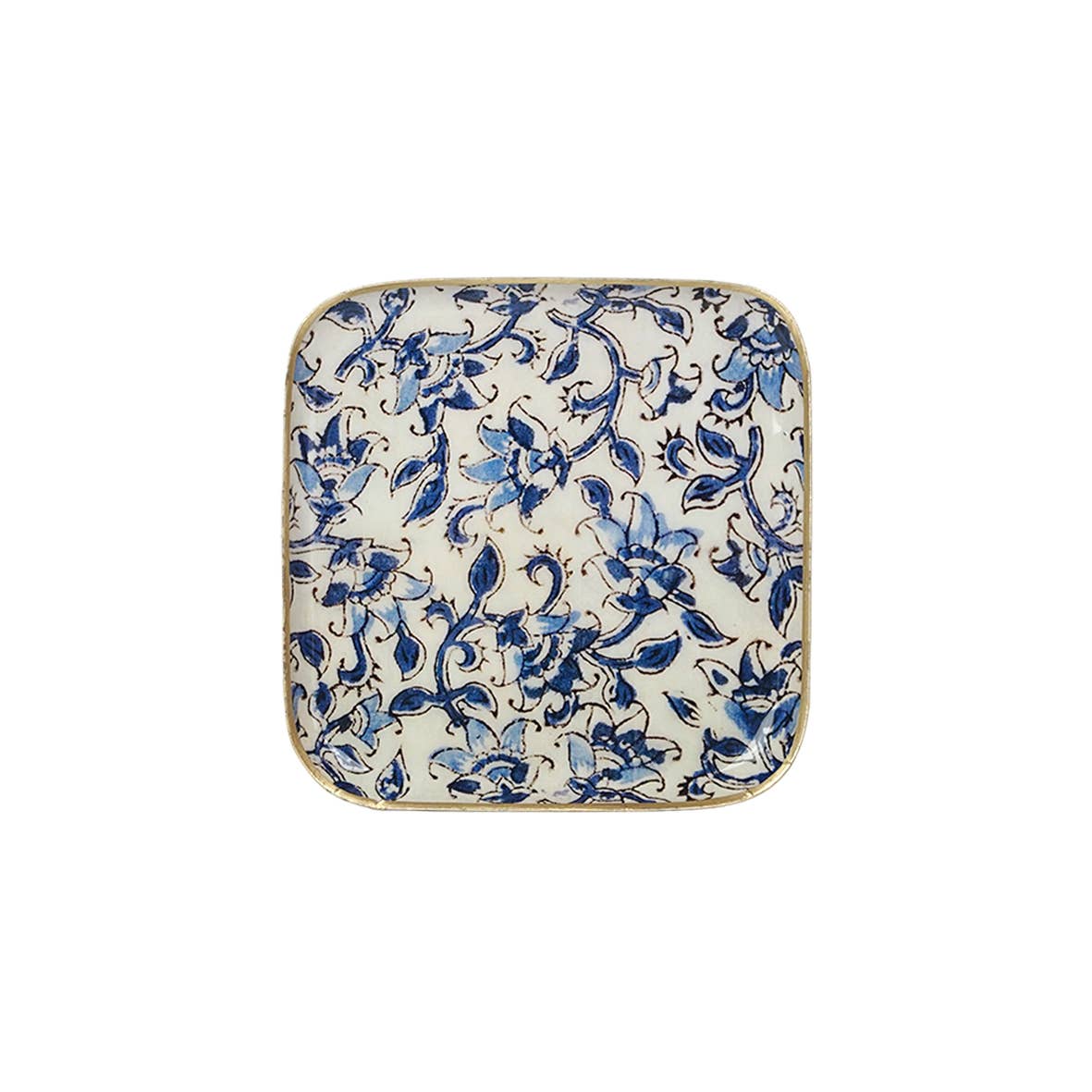 Plateau métal émaillé Ispahan 16x16, bordure dorée