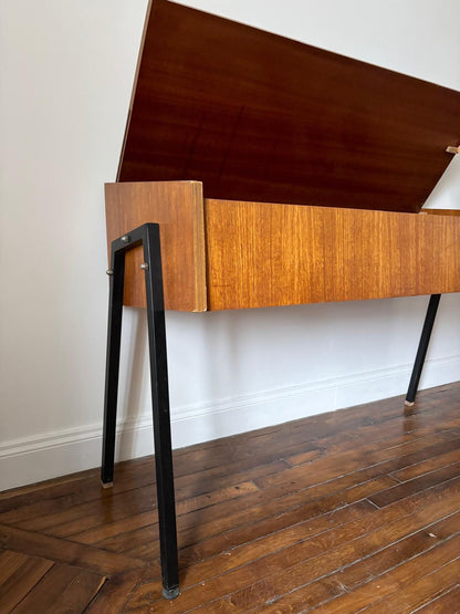 Console vintage en bois et métal