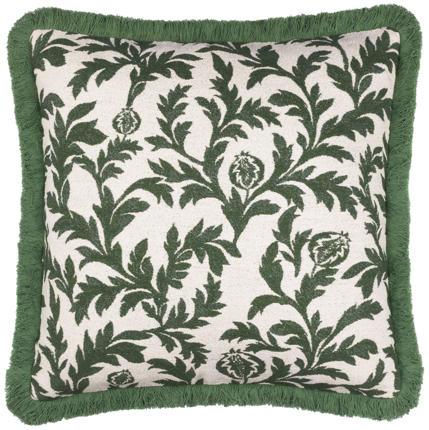 Coussin Jacquard Hedera Vert: Vert / Garni en polyester / 45 x 45 cm