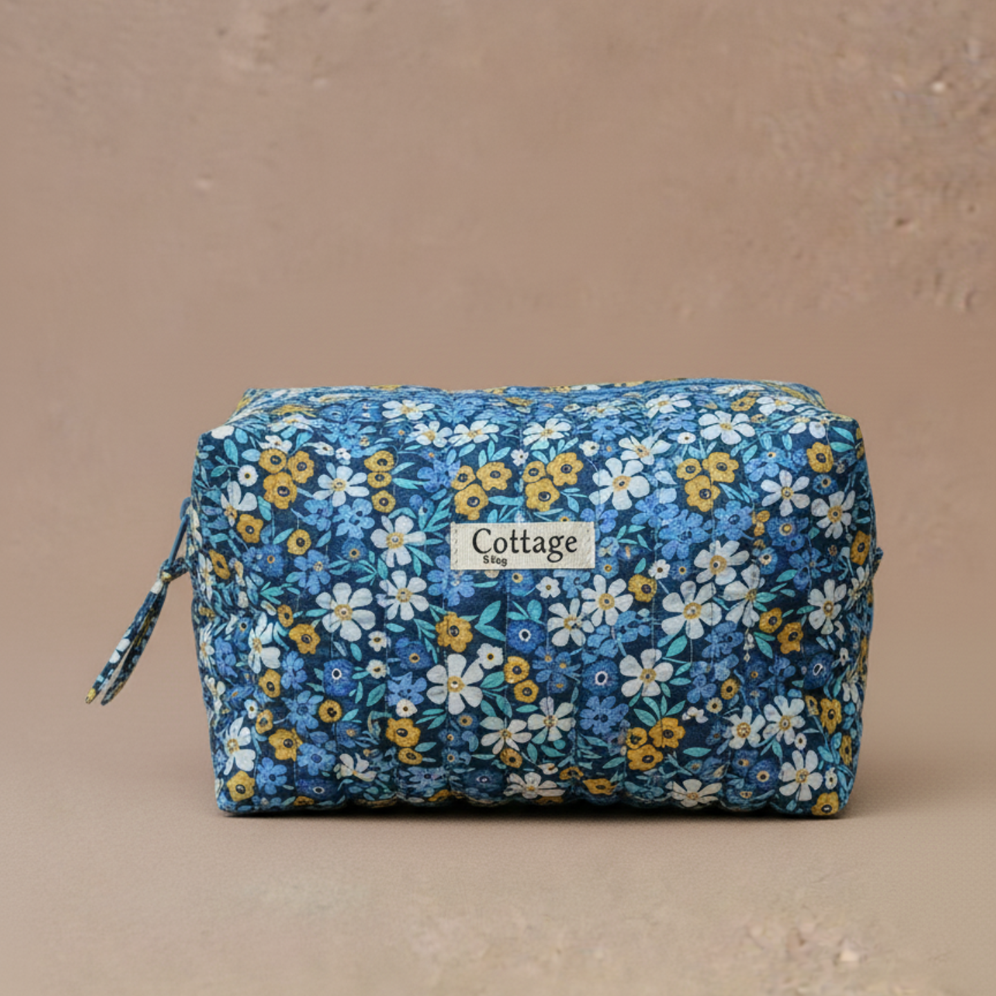 Trousse  de toilette XL 100 % coton  : Patch bleu