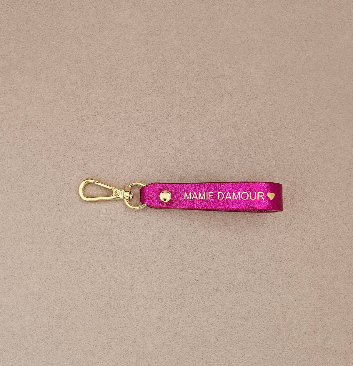 Porte-Clé Cuir - papy mamie d'amour : Vieux rose