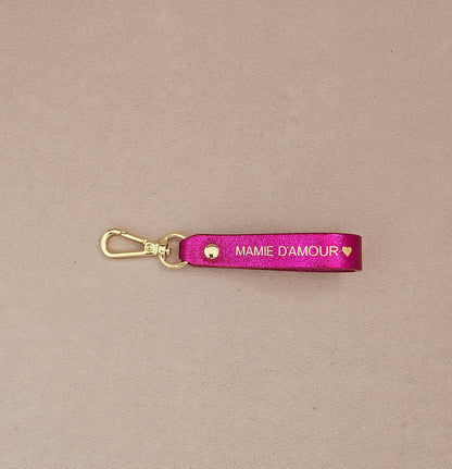 Porte-Clé Cuir - papy mamie d'amour : Vieux rose
