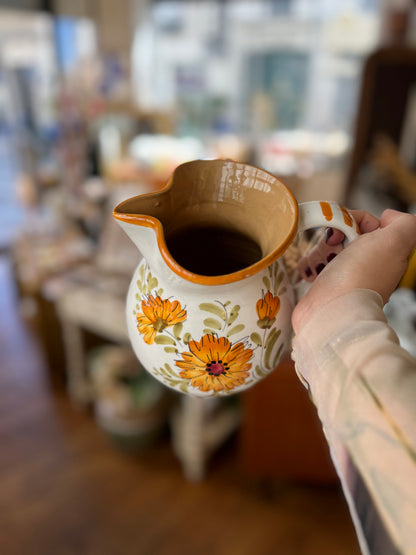 Pichet vintage fleurs oranges