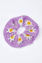 Chouchou élastique crochet fleurs 12cm: Violet / 100% COTON