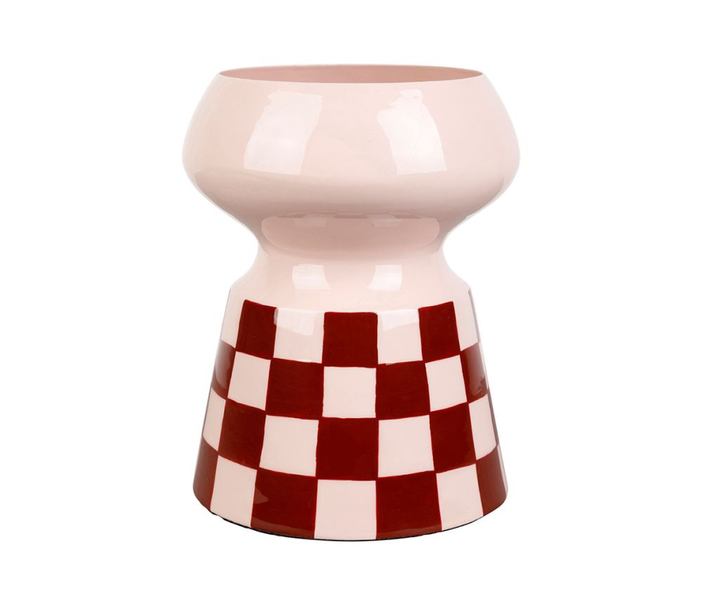 VASE ARTY FUN ROSE+BORDEAUX D14XH18.5CM