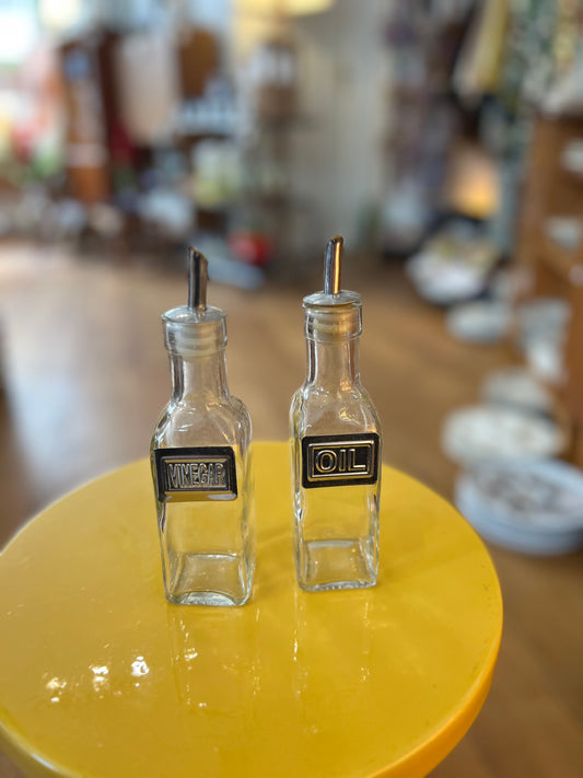 Duo bouteille vinaigre et huile vintage