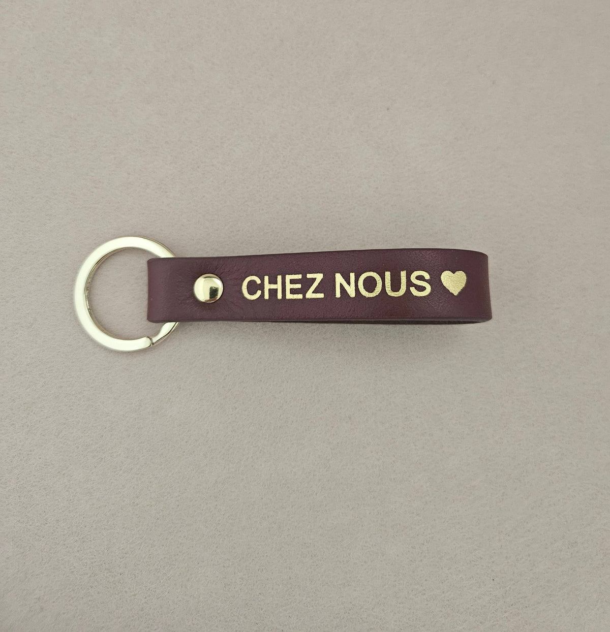 Porte-clé cuir  sweet home / chez nous: Vieux rose / Français / CHEZ NOUS ♥