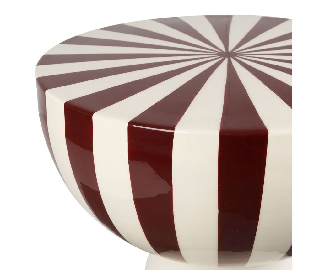 TABLE APPOINT ARTY FUN ECRU+BORDEAUX D38.5XH47
