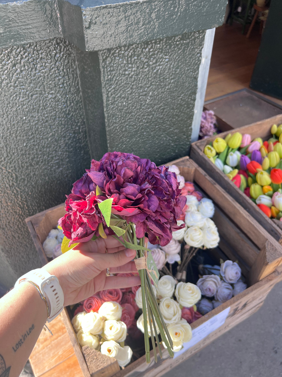 Bouquets pivoine hortensia en tissus