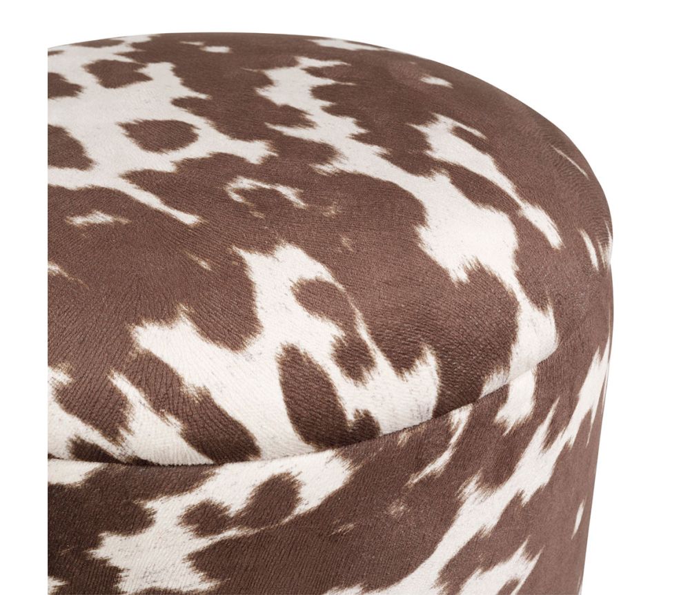 TABOURET COFFRE FELIEN BRUN+ECRU D38XH43CM