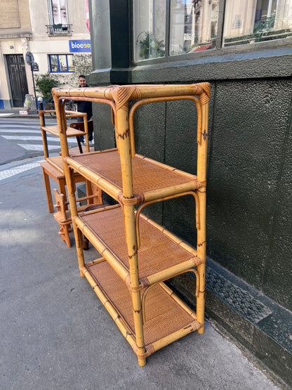 Étagère rotin vintage