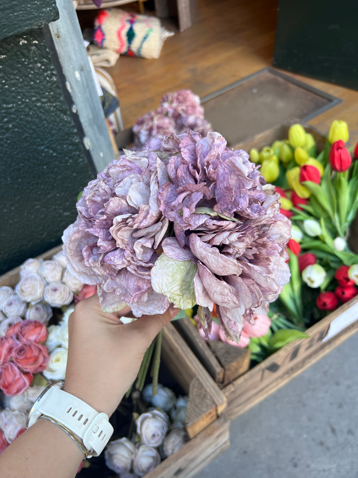 Bouquets pivoine hortensia en tissus