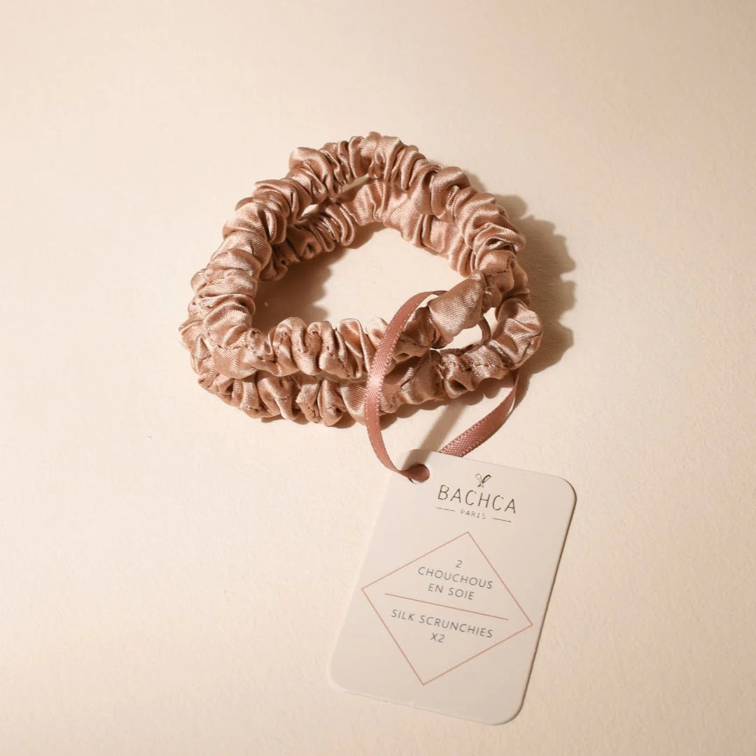 Deux chouchous en soie rose