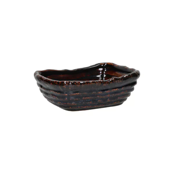 Corbeille à pain Panea - grès - L 20 x W 15 x H 7 cm - ambre foncé